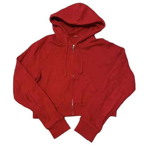 red crop hoodie from brandy melville #redhoodie... - Depop