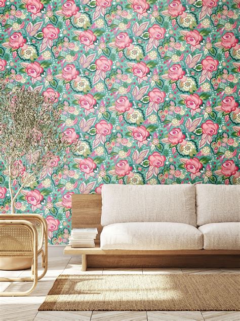 Buy Ohpopsi Rose Seafoam Emily Rose Wallpaper from the Next UK online shop
