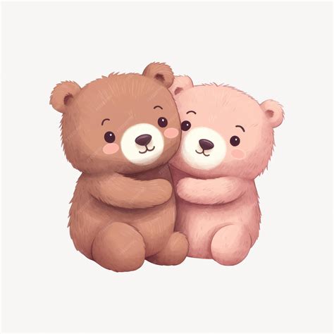 Cute cuddling teddy bears illustration | Premium AI-generated vector
