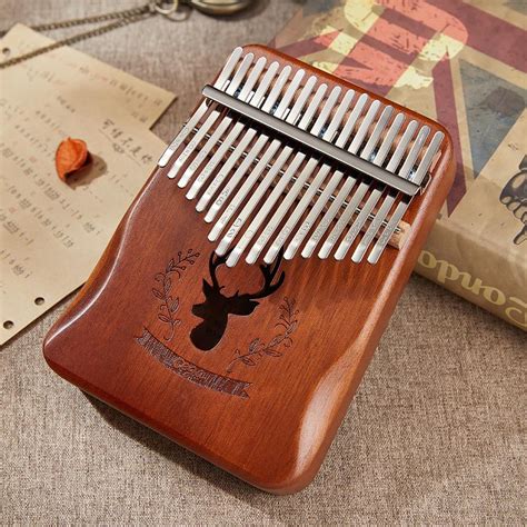 Caoba Madera 17 Teclas Kalimba Percusión Instrumento Musical Pulgar