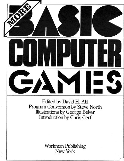 More BASIC Computer Games: Title Page