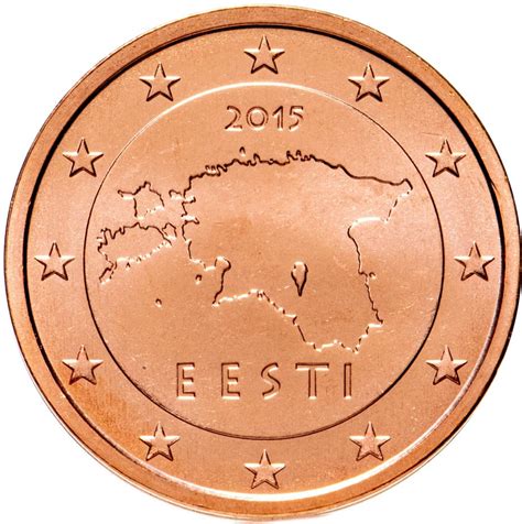 Монета эстония 2 евроцента 2015 стоимостью 73 руб.
