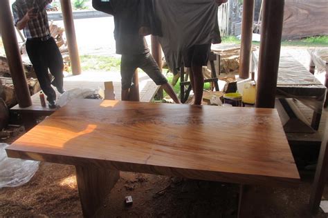 straight table   table  production bali wood slab