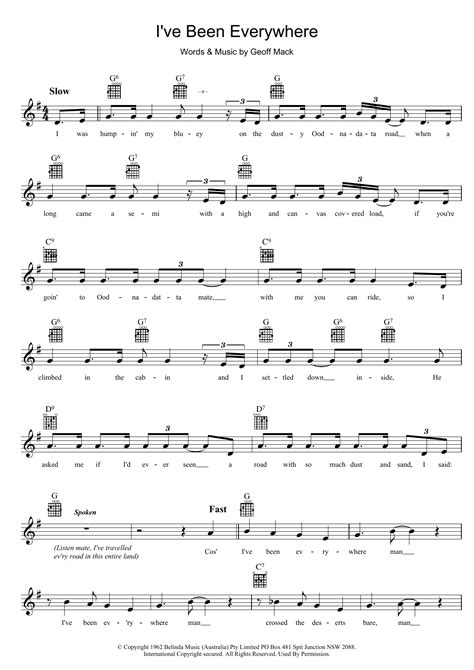 Lucky Starr "I've Been Everywhere" Sheet Music & Chords | Download 2