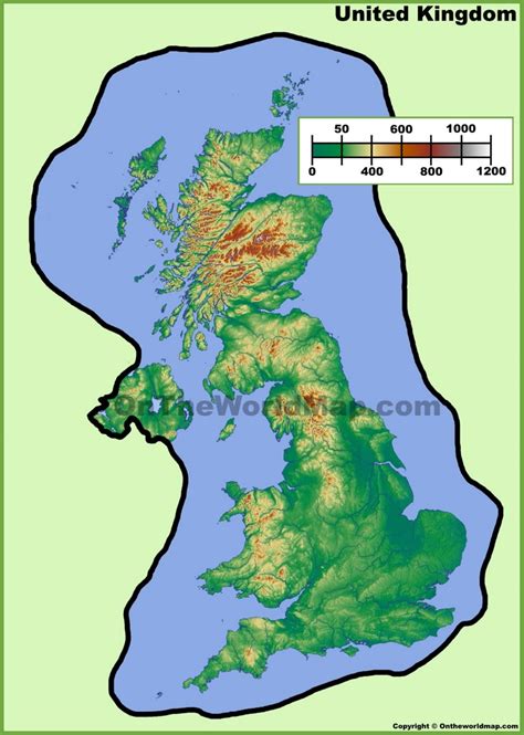 UK physical map - Ontheworldmap.com