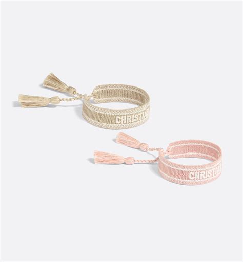 Christian Dior Armbandset Baumwolle in hellem Blassbraun und