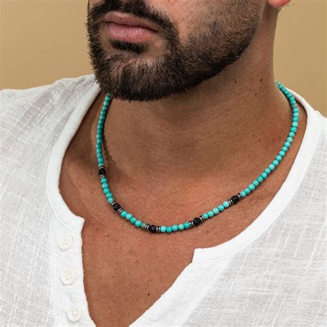 black onyx necklace  men mens beaded necklace mens gemstone