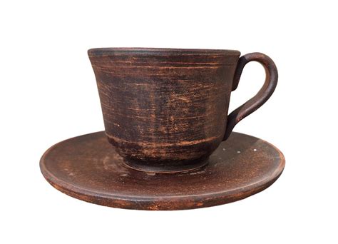 Чашка з блюдцем для кави глиняна 150 мл — Keram_shop