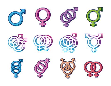 bundle of gender symbols of sexual orientation multi style icons