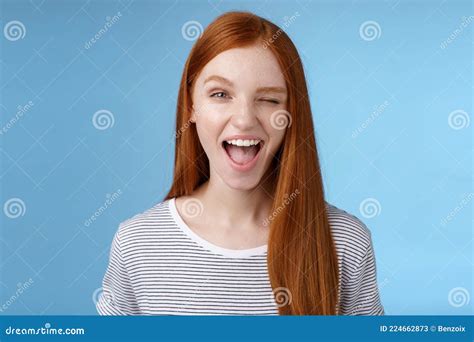 Cheeky Good-looking Flirty Young Gorgeous Redhead Girlfriend Winking ...