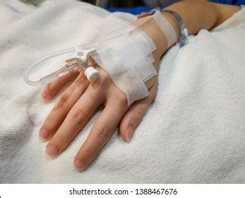 Focus Saline Needle On Hand Asian Stock Photo 1388467676 | Shutterstock