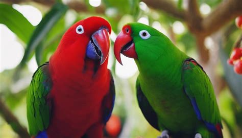 eclectus parrots   distinct sexual dimorphism