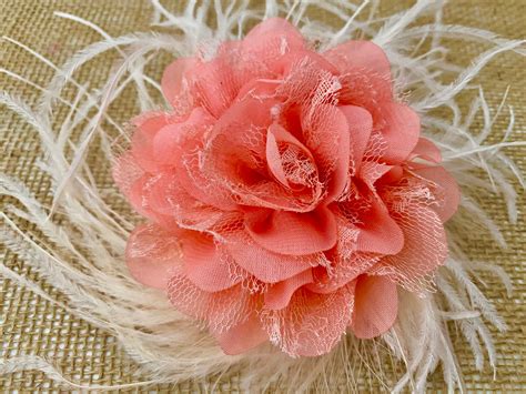 Coral Hair Clip, Coral Floral Hair Clip,Spring Wedding Flower Clips