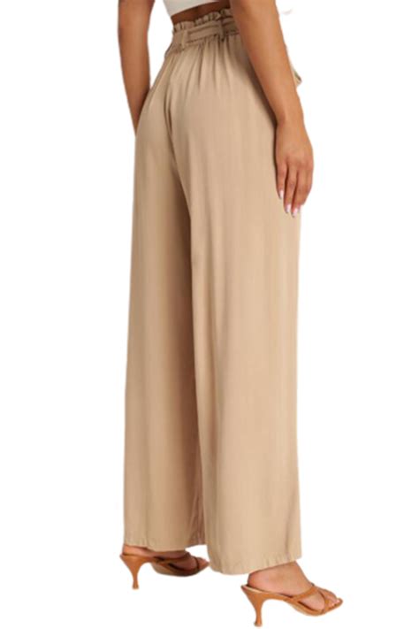 Pantaloni de vara Palazzo cu talie elastica si cordon - eMAG.ro