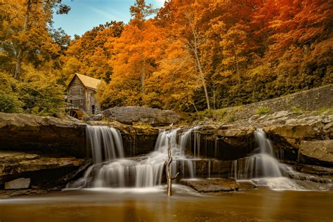 usa, Autumn, Rivers, Waterfalls, Mill, Glade, Creek, Grist, Mill