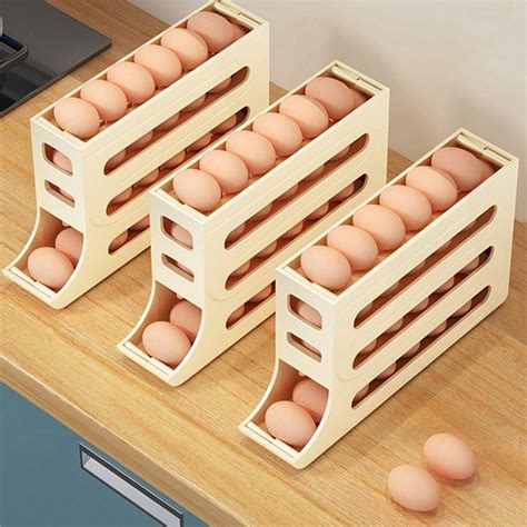 automatic scrolling refrigerator egg storage box organizer  egg tray