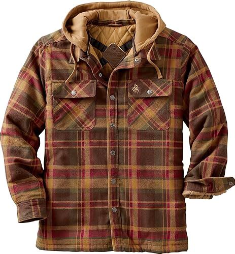 Legendary Whitetails Mens Maplewood Hooded Flannel Shirt Jacket