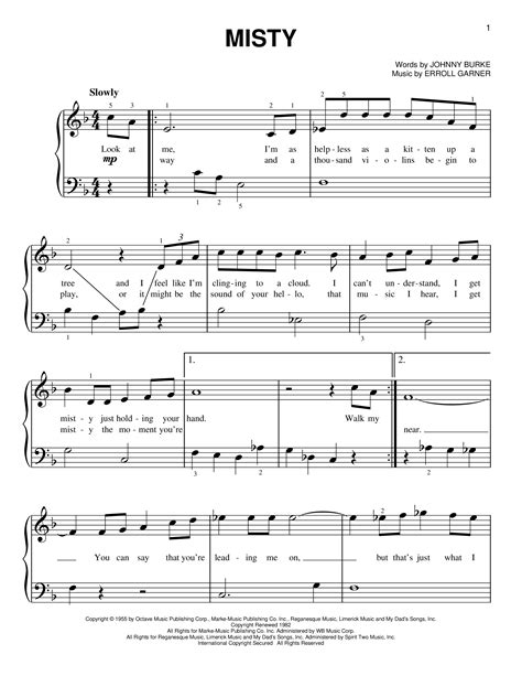 misty Sheet music for Piano by Johnny Mathis Official | MuseScore.com
