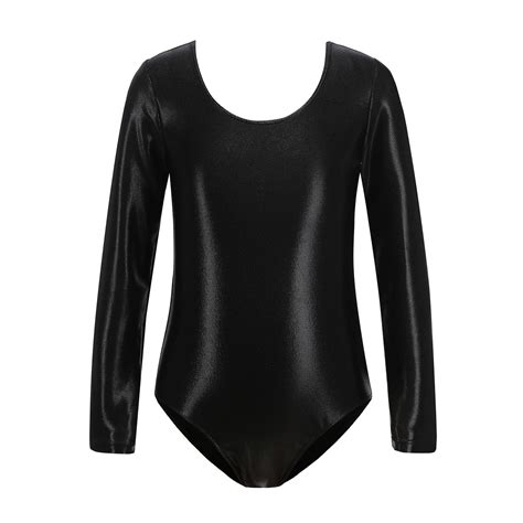 Lujianch Girls' Long Sleeved Gymnastics Leotards Shiny Dance Leotard