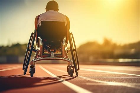 Спортсмен-инвалид на спортивных соревнованиях в инвалидной коляске ...