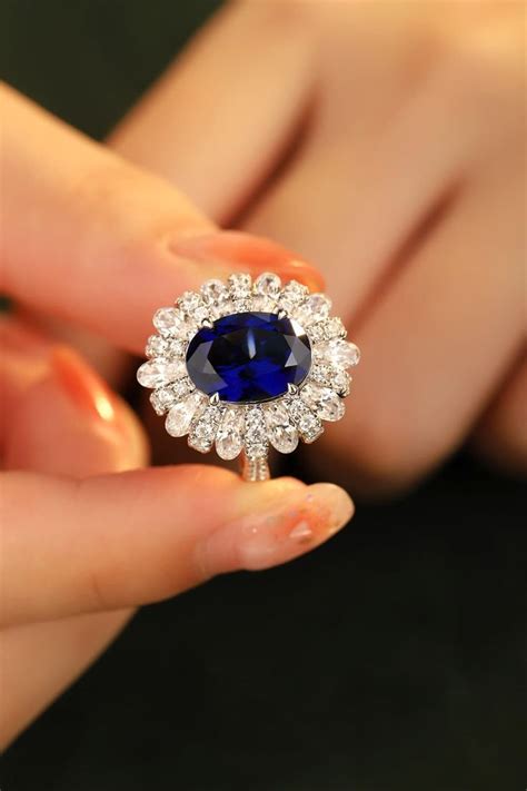 lab grown sapphire flower shape ring gmh shop llc sapphire silver