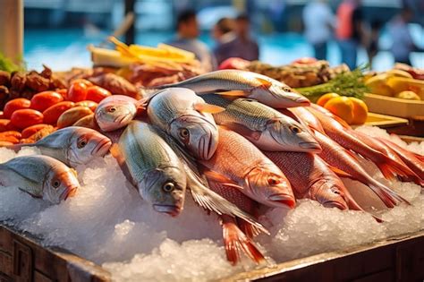 Premium Photo | A display of fish with the price tag of the fish