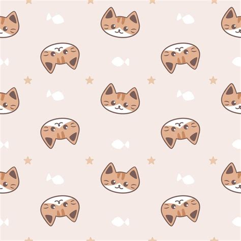 seamless pattern  cute calico cat  vector art  vecteezy