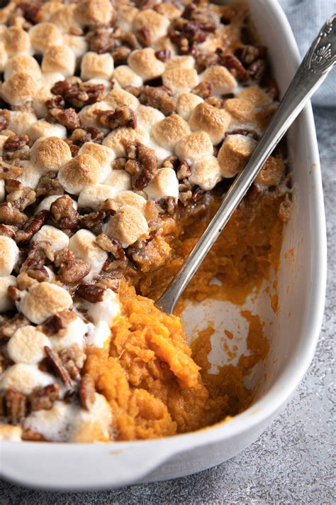 Sweet Potato Casserole (with Marshmallows) - The Forked Spoon