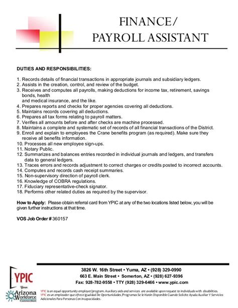 finance payroll assistant
