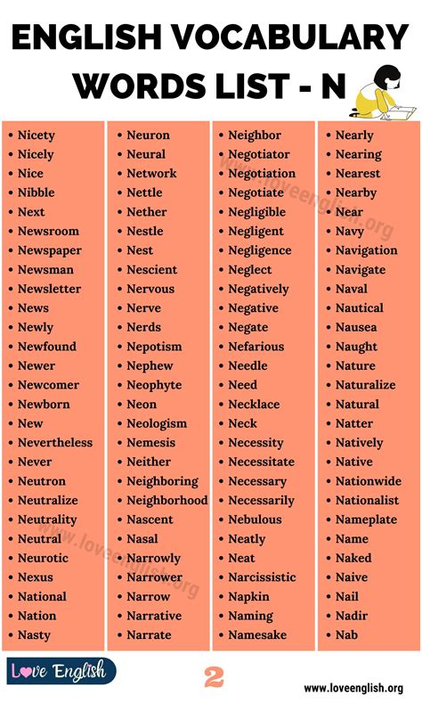 220 Words that Start with N | Words Starting with N in English - Love