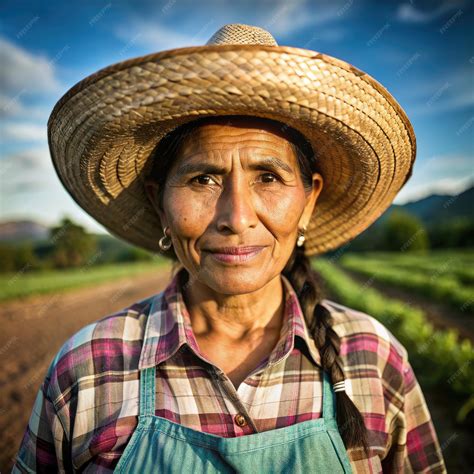 A Farmers Wife Poses in a Field in Rural Mexico Generative AI | Premium