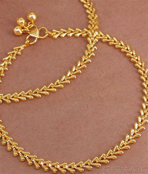 kt gold plated anklet hanging beads design  women ankl