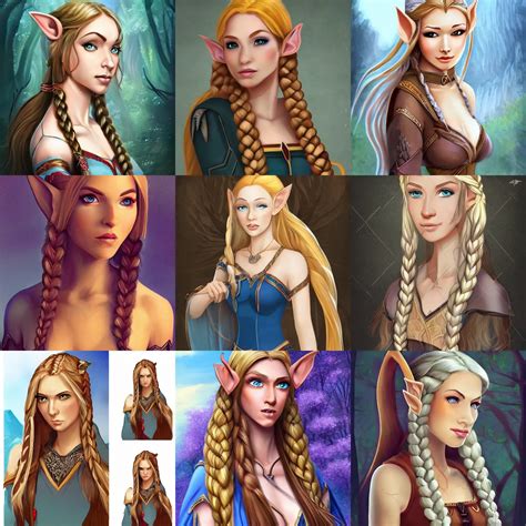 beautiful female half elf, long braided blonde hair, | Stable Diffusion ...