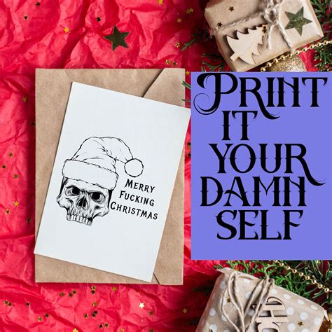 merry fucking christmas card printable version etsy