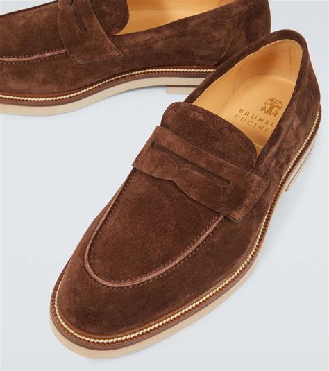 Suede penny loafers in brown - Brunello Cucinelli | Mytheresa
