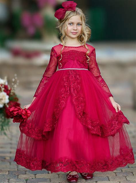 Gala Ready Sheer Shoulder Tiered Special Occasion Dress – Mia Belle Girls