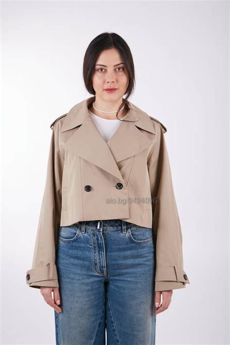 Дамски Къс Тренч Rainy Mood - Бежово XS S M L XL XXL XXXL+ Шлифер ...