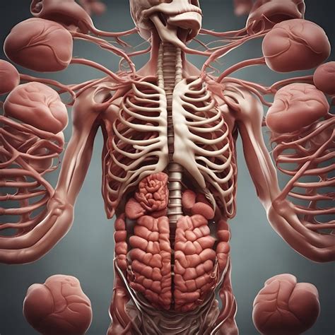 Человеческое тело с внутренними органами 3D-иллюстрация Медицинская ...