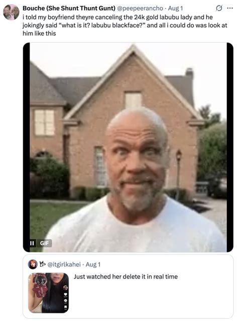 told  boyfriend theyre canceling   gold labubu lady