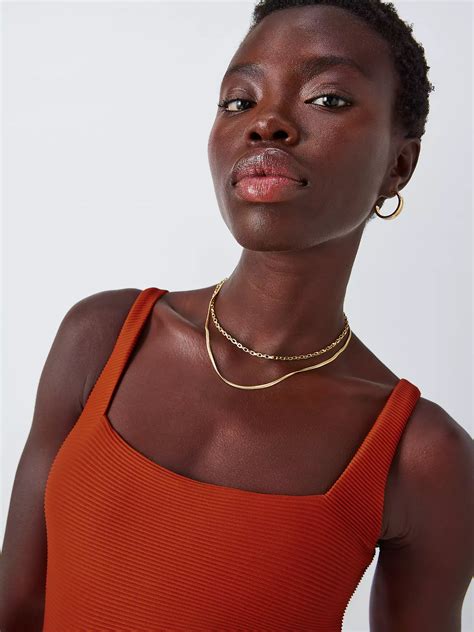 John Lewis Seychelles Textured Belted Swimsuit, Orange at John Lewis ...