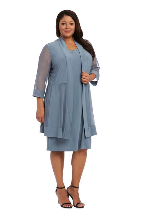 Navy R&M Richards 8271W Short Mother Of Bride Plus Size Dress - Mother