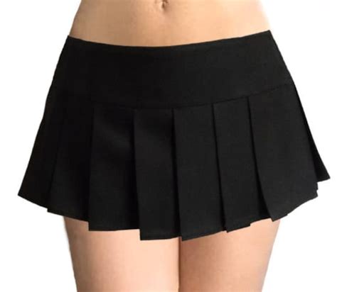 MICRO MINI Skirt Plaid Pleated solidblack - Etsy