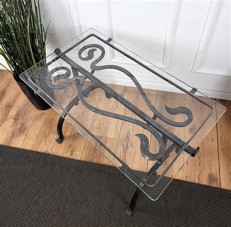 Italian Sculptural Brutalist Wrought Iron and Glass Coffee Table or