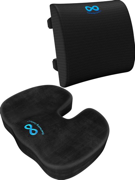 Seat Cushion and Lumbar Support Pillow - Premium Memory Foam Support