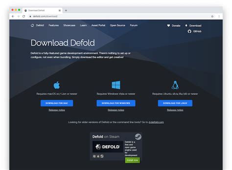 installing defold
