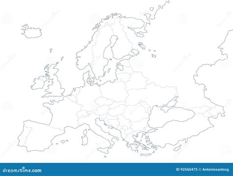 Политическая пустая карта Европы в белой предпосылке Иллюстрация ...
