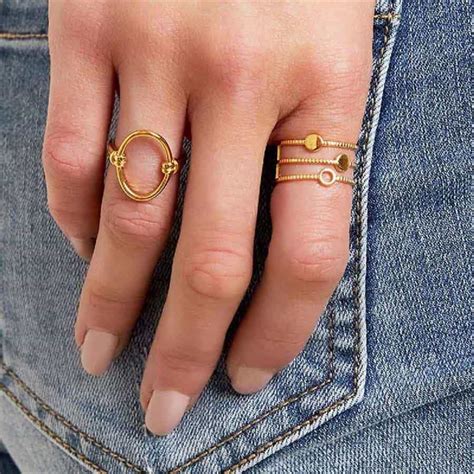 ring  aedelstal forgyldt justerbar ring til kvinden