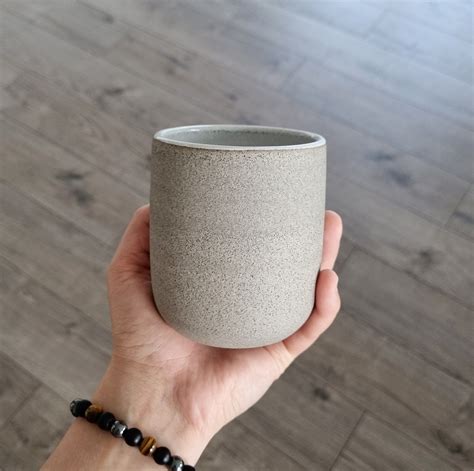 Ceramic Mug 10 Oz, Stoneware Handleless Mug, Coffee Mug Without Handle