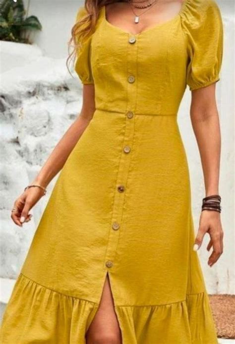 Cotton Plain Mustard Yellow One Piece Dress at Rs 1500 in Ranchi - ID ...