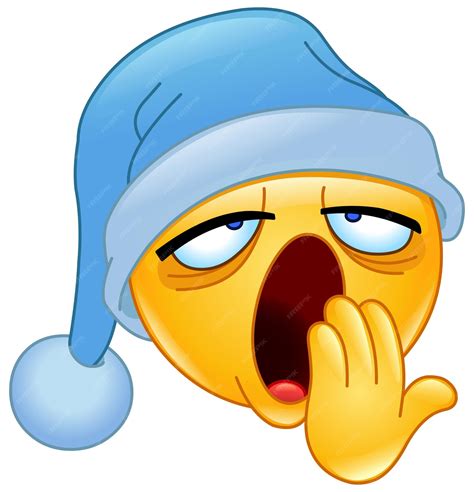 Premium Vector | Sleepy Emoji Emoticon Yawning and Wearing a Nightcap